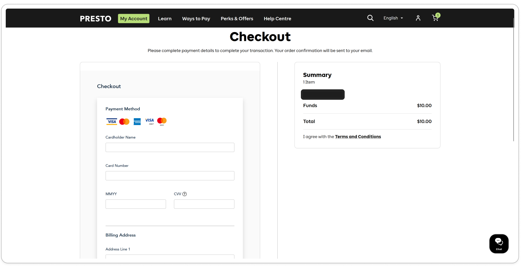 No back button on checkout